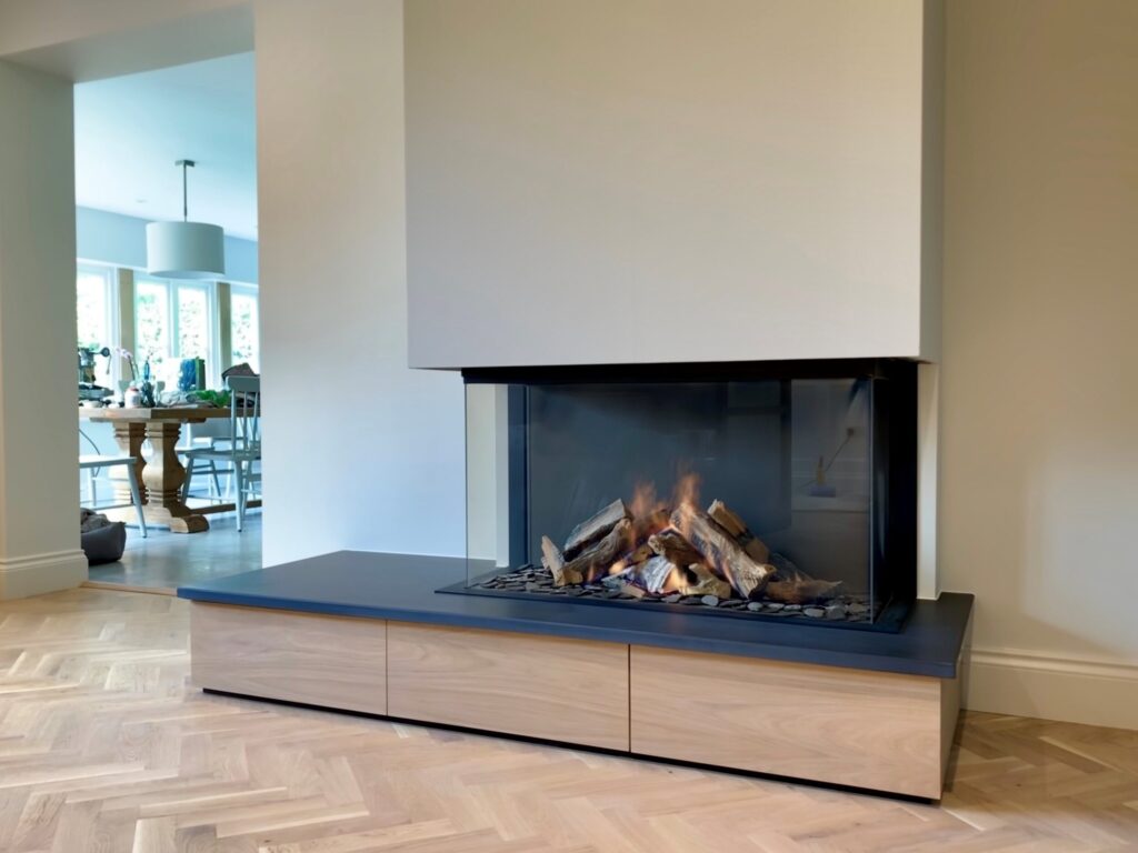 Gas fire installation ready for professional servicing
